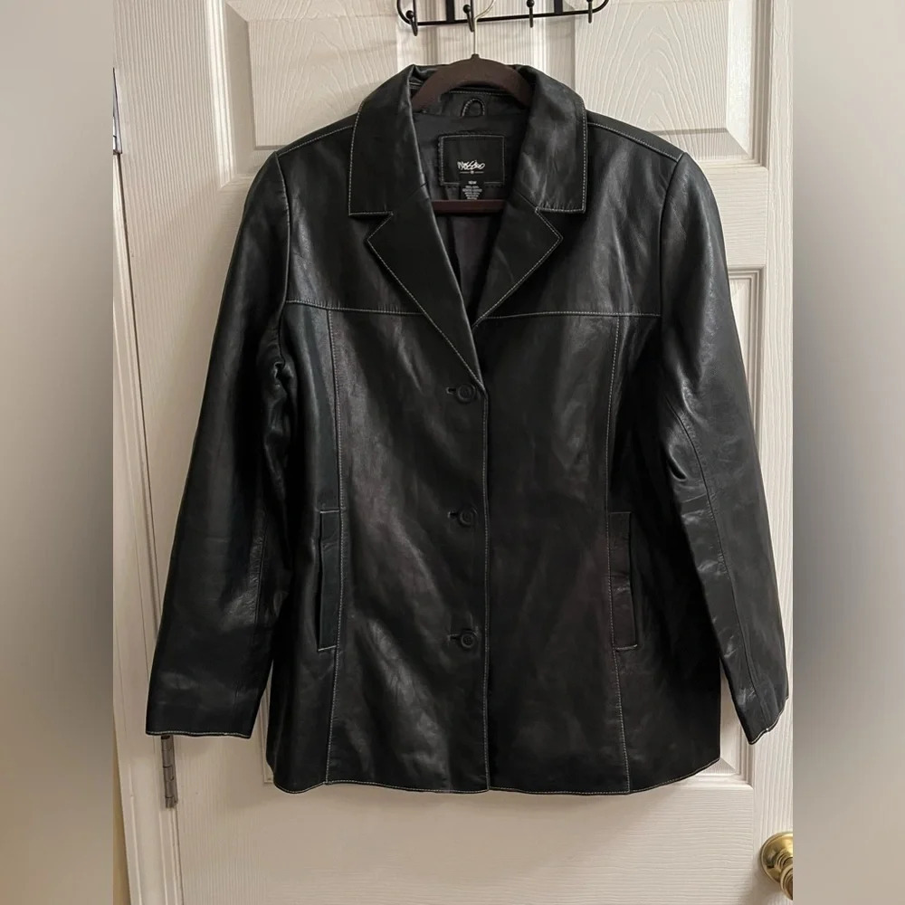 MOSSIMO~BLACK 100% LEATHER JACKET~16W
